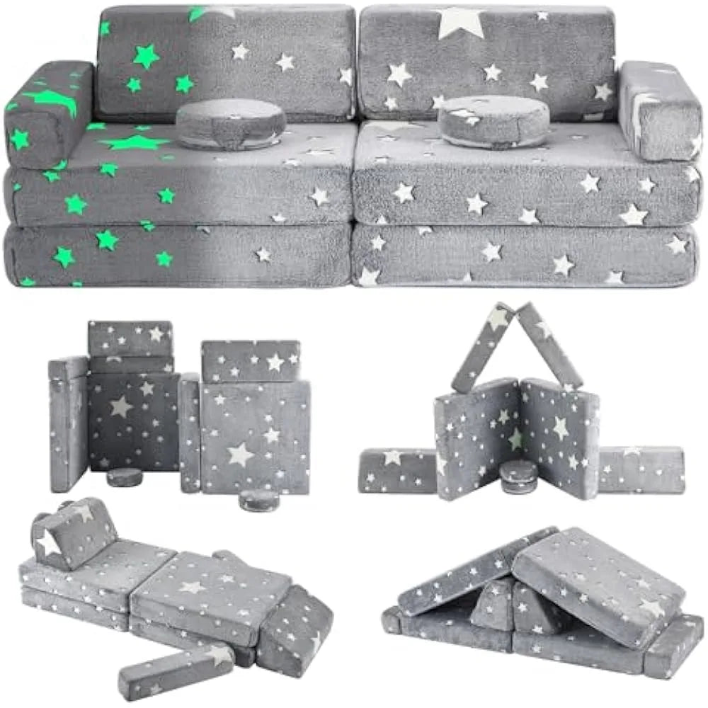 Combination Modular Play Couch 10pcs Sectional Fort Sofa