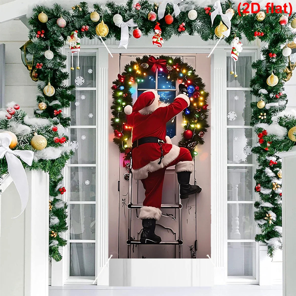 Christmas Hanging Flag Santa Claus Door Banner Christmas Decoration For Home 2025 Xmas Ornament Navidad Natal New Year Gift 2026