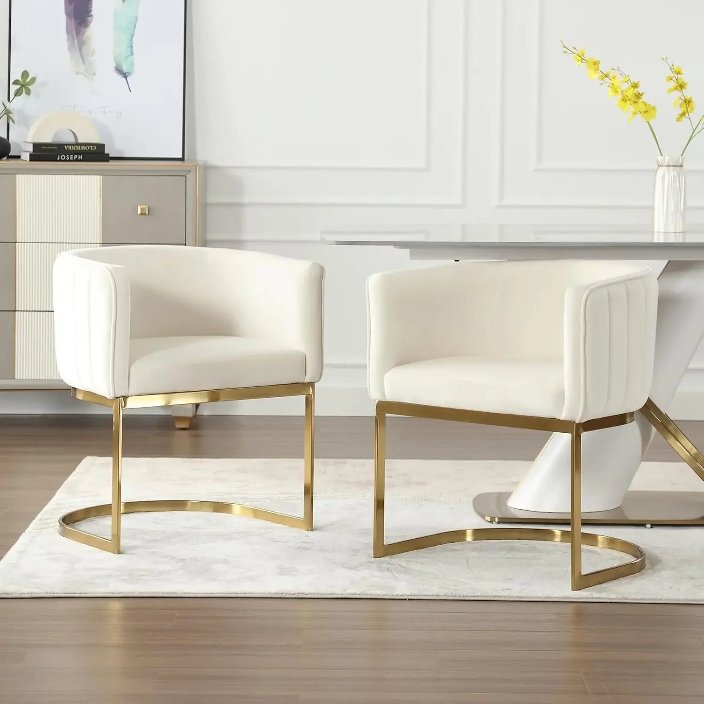 Folded Velvet Dining Chairs Set of 4 With Metal Frame