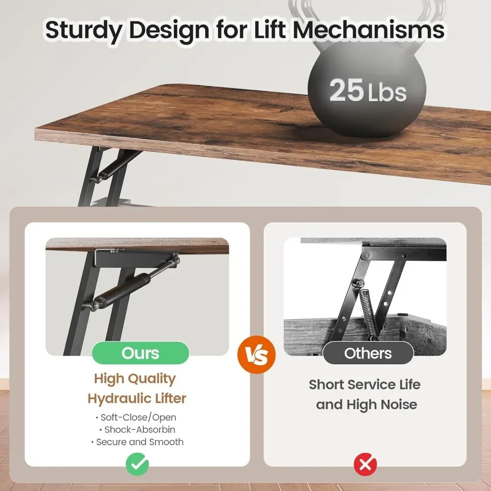 Hign-concerned Lift Top Coffee Table With Hidden Storage