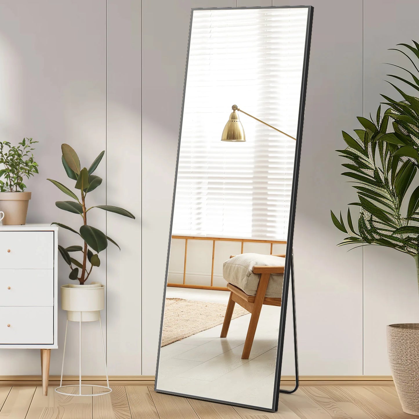JHK Arched Right Angle Mirror With Sturdy Aluminum Frame