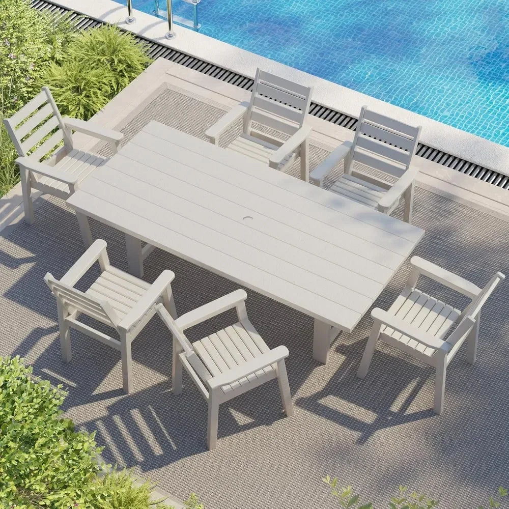 General Use HDPE Outdoor Dining Table Set With 6 Chairs