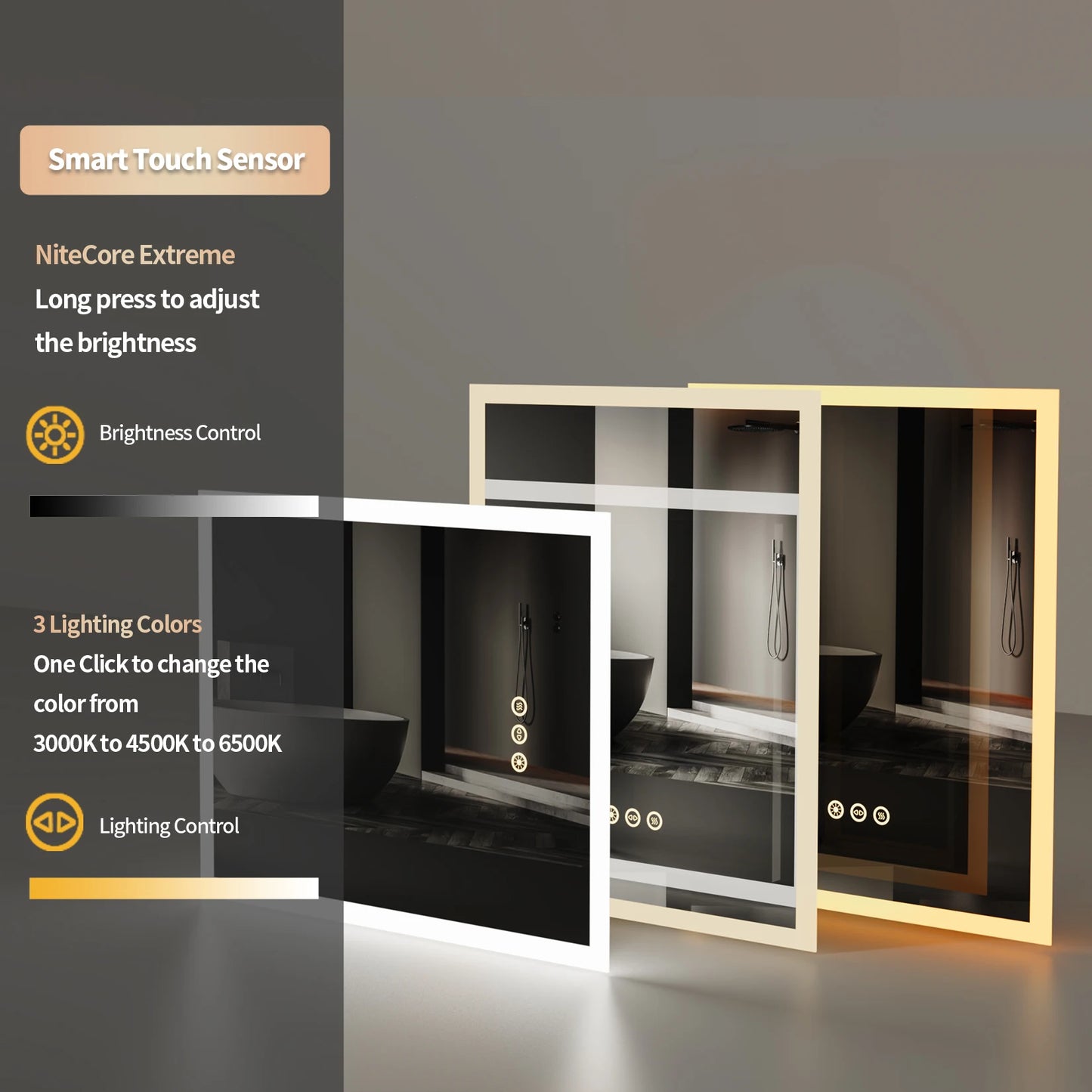 LED Lighted Bathroom Mirror Anti Fog Memory Function Button