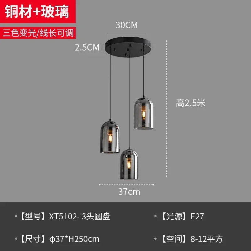 Modern Minimalist Glass Ceiling Light E27 Dining Room Lamp