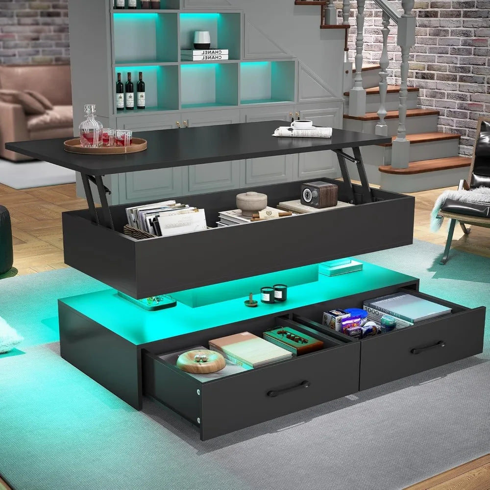XMSJ Lift Top Coffee Table With Storage And Drawers