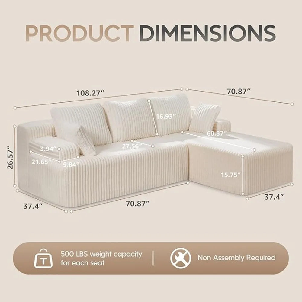 HUANZHUANG Modular Sectional L Shaped Memory Foam Couch