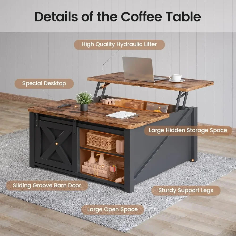 Hign-concerned Lift Top Coffee Table With Hidden Storage