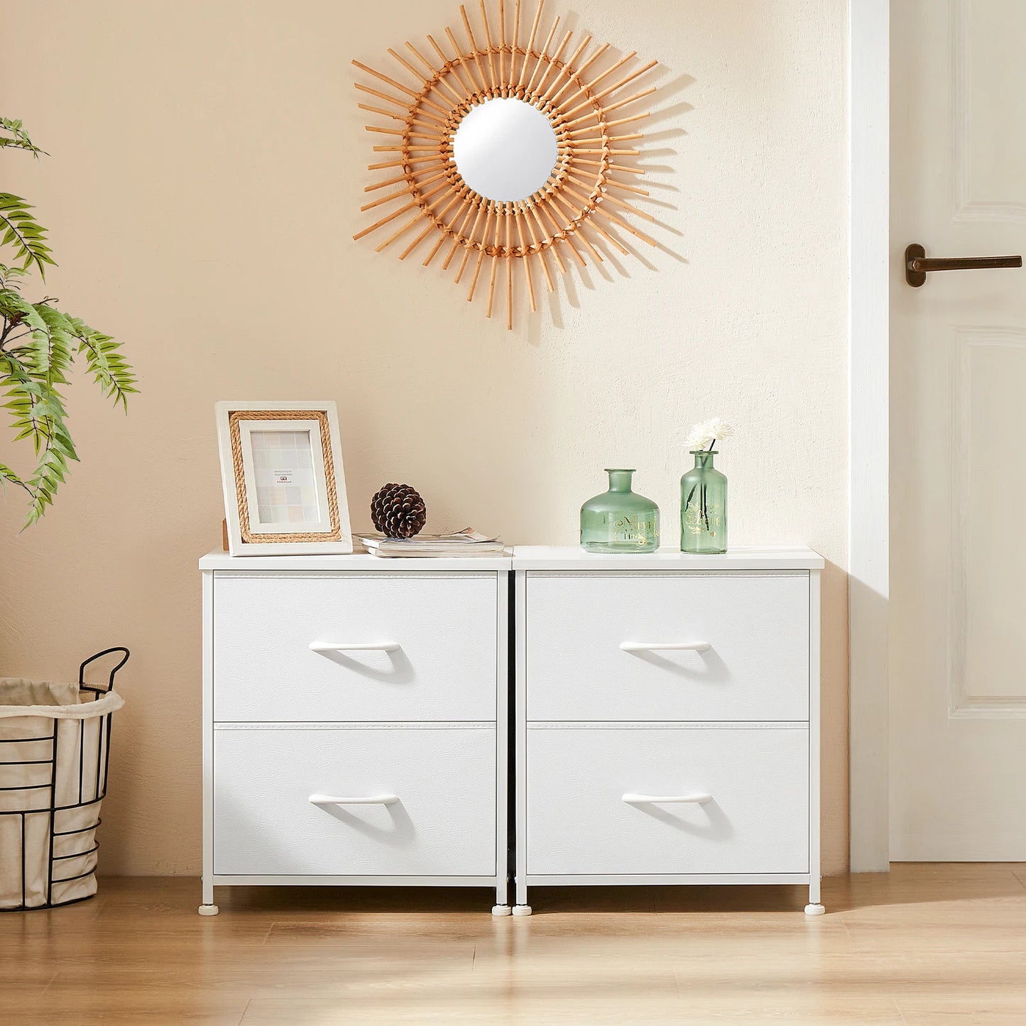 JHK Nightstand Bedside Table With Drawers Storage Cabinet