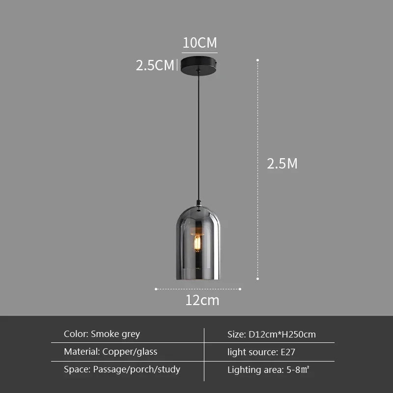 Modern Minimalist Glass Ceiling Light E27 Dining Room Lamp
