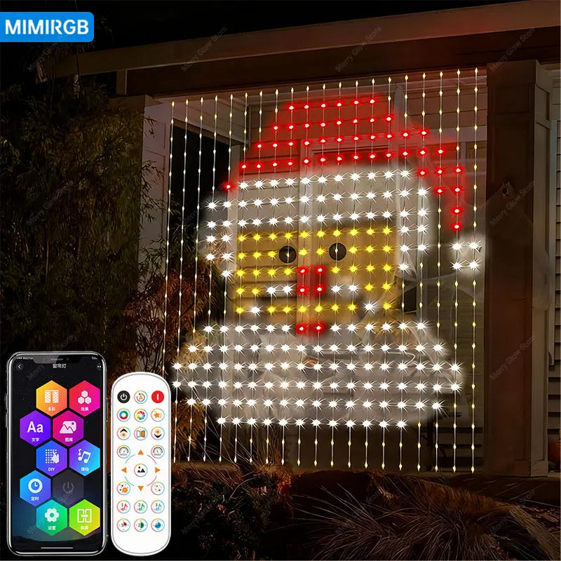Smart LED RGB Curtain Lights USB App Control String  Music Sync DIY Pattern and Text Programmable Fairy Lights for Christmas