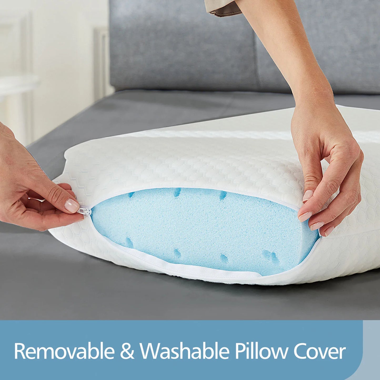 JHK Memory Foam Pillows With Ventilated Removable Cover