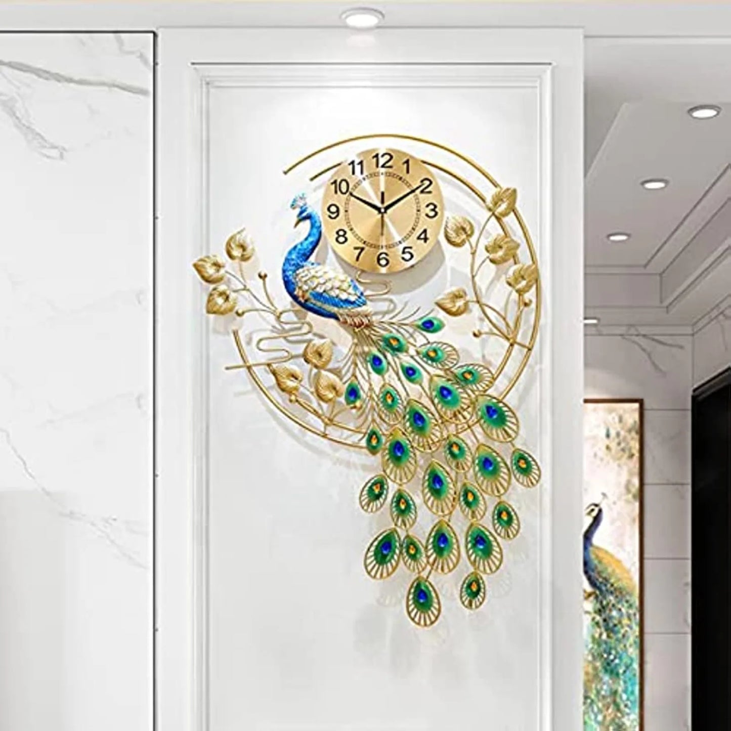 Hign-concerned Peacock Metal Wall Clock Silent Sweep