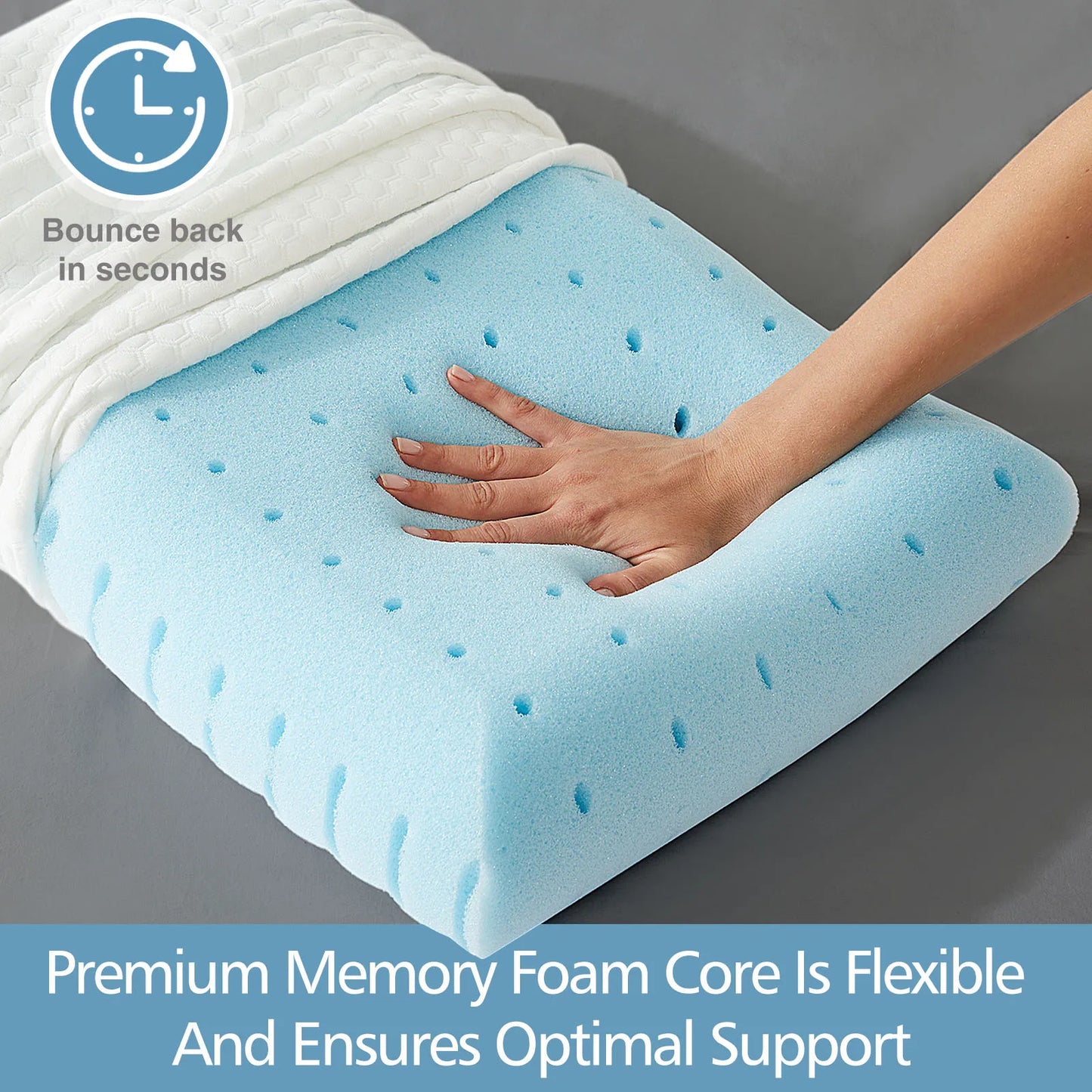 JHK Memory Foam Pillows With Ventilated Removable Cover