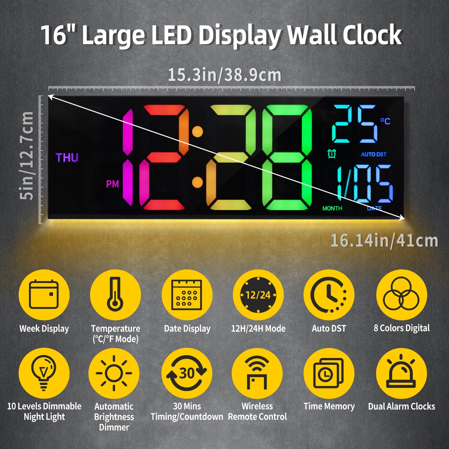 Hign-concerned Digital Wall Clock With Remote LED RGB
