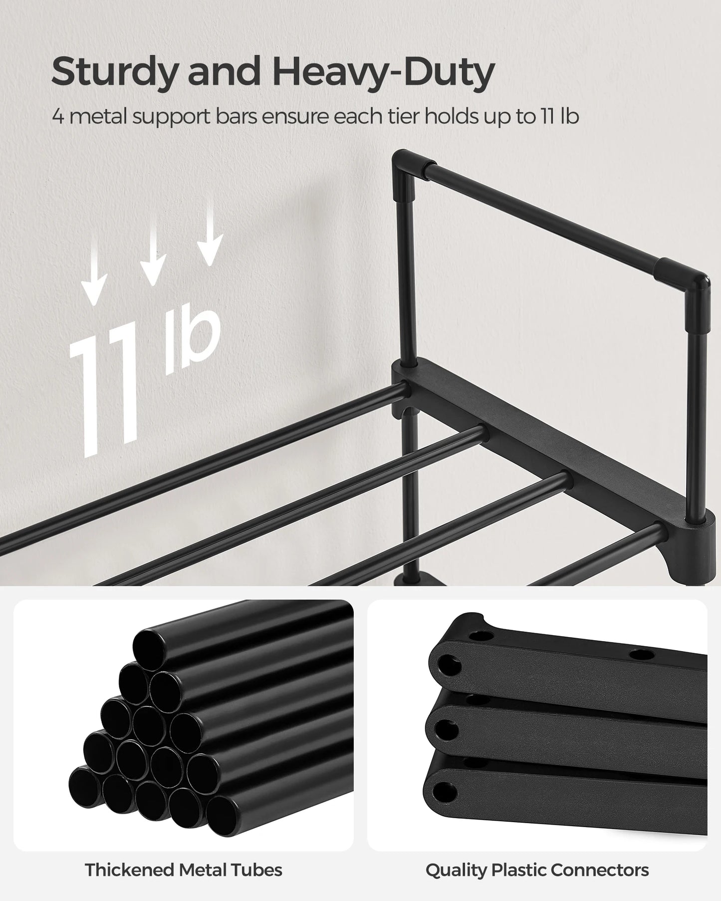 Songmics 10 Tier Shoe Rack Organizer Metal Storage Shelf