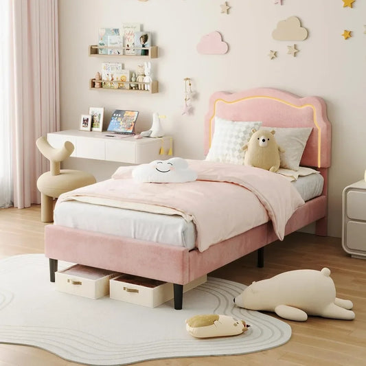XMSJ Smart LED Bed Frame With Adjustable Bear Headboard