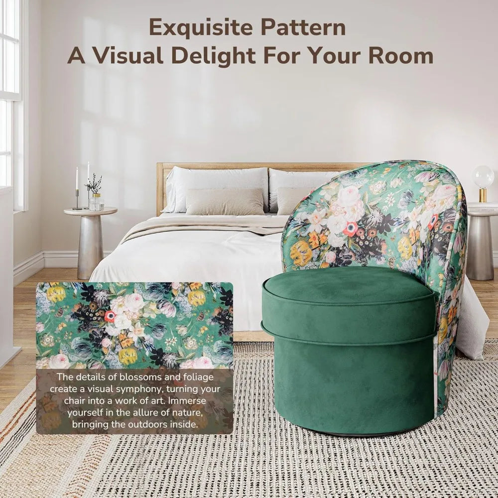DAFIFY Swivel Barrel Chair Floral Upholstered Armchair