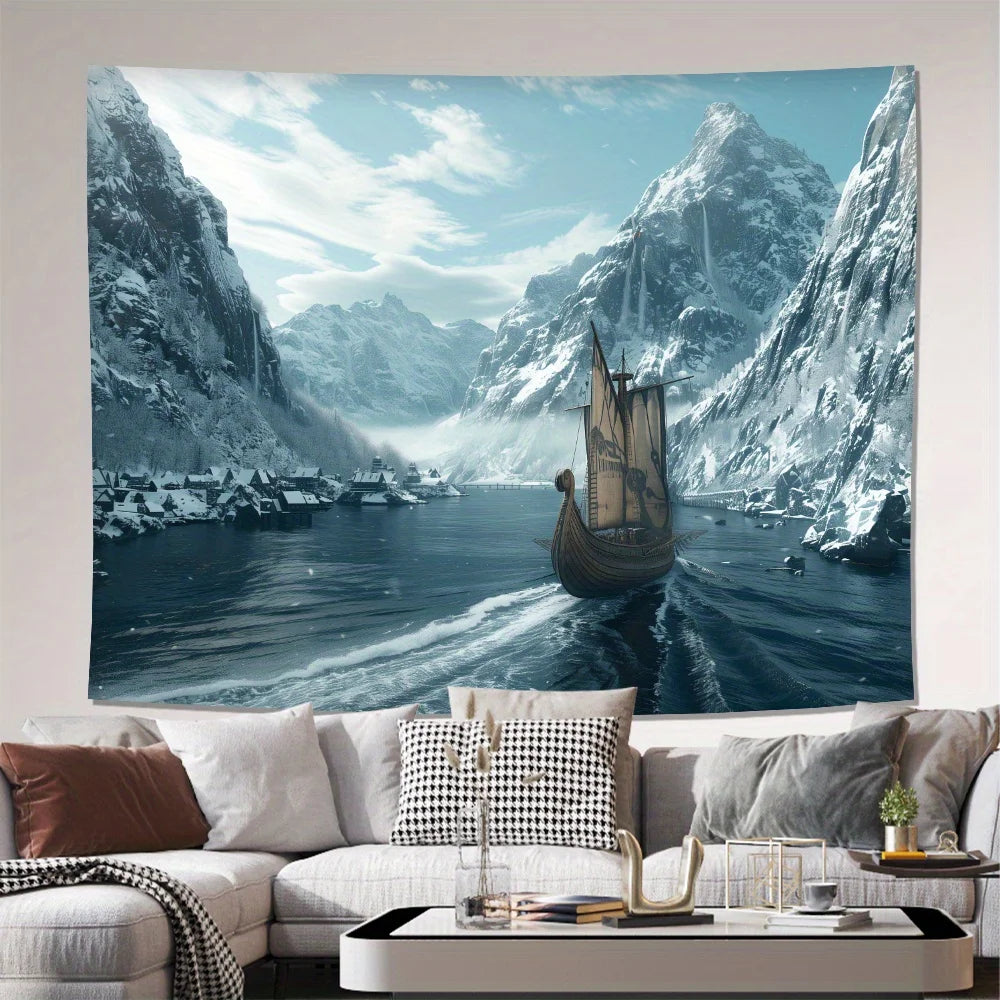 Fujian Craft of Weaving Viking Ship Wall Tapestry Decor