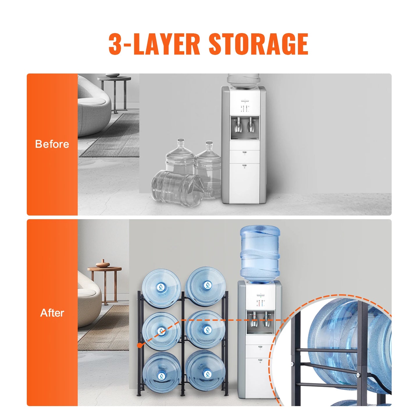 SucceBuy 5 Tier Water Jug Holder Iron Bottle Rack Unit