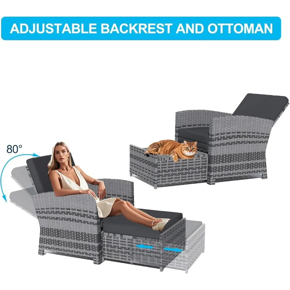 Angduo Outdoor Patio Furniture Set 5 Piece Wicker Lounge