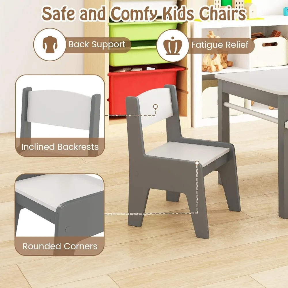 DAFIFY Kids Table and Chairs 3 in 1 Wooden Art Table Set