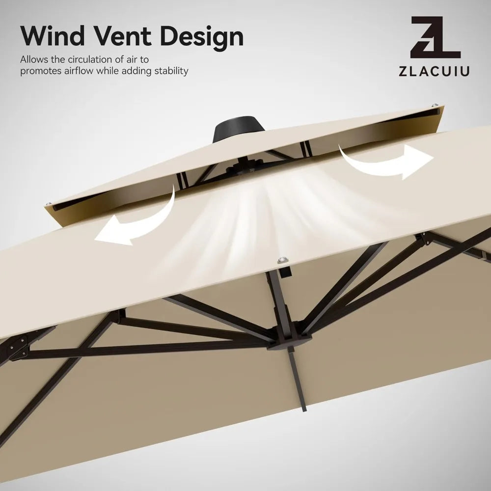 HUANZHUANG Cantilever Patio Umbrella 360 Rotation Windproof