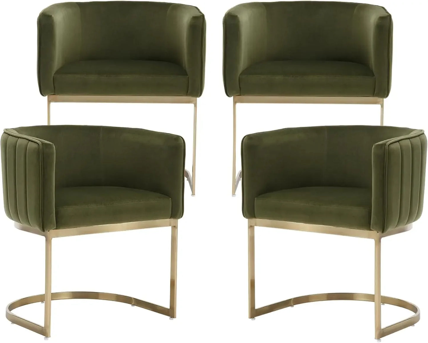 Folded Velvet Dining Chairs Set of 4 With Metal Frame