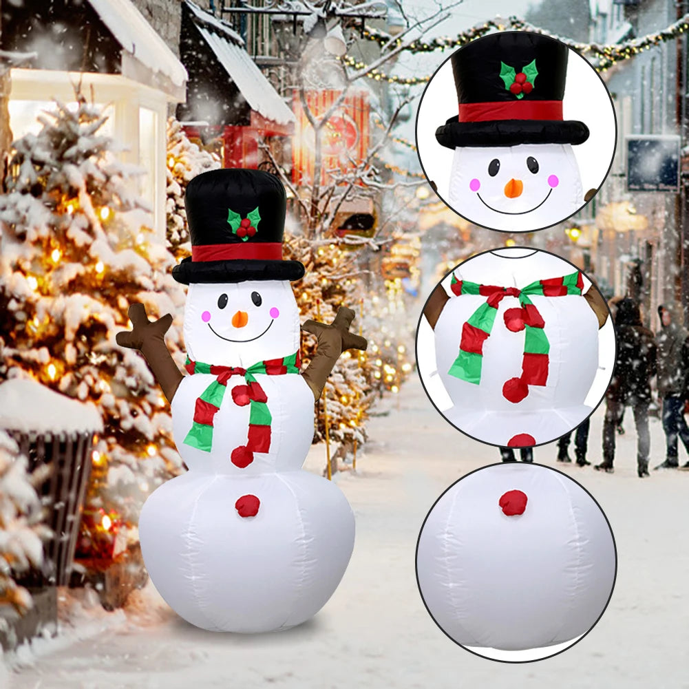 Inflatable Illuminated Snowman Ornament with LED Light Snowman Dolls Decor for Xmas Garden Party Decor