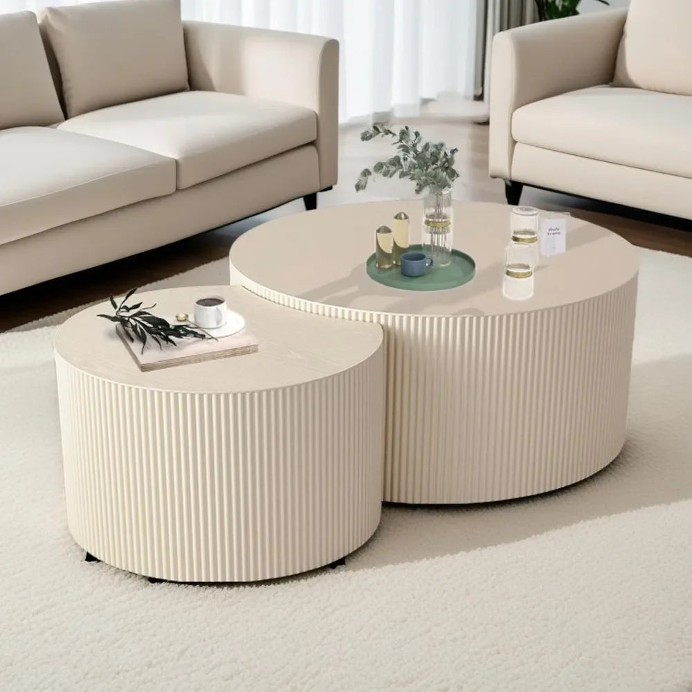 Huanzhuang Modern Round Nesting Coffee Tables Set of 2