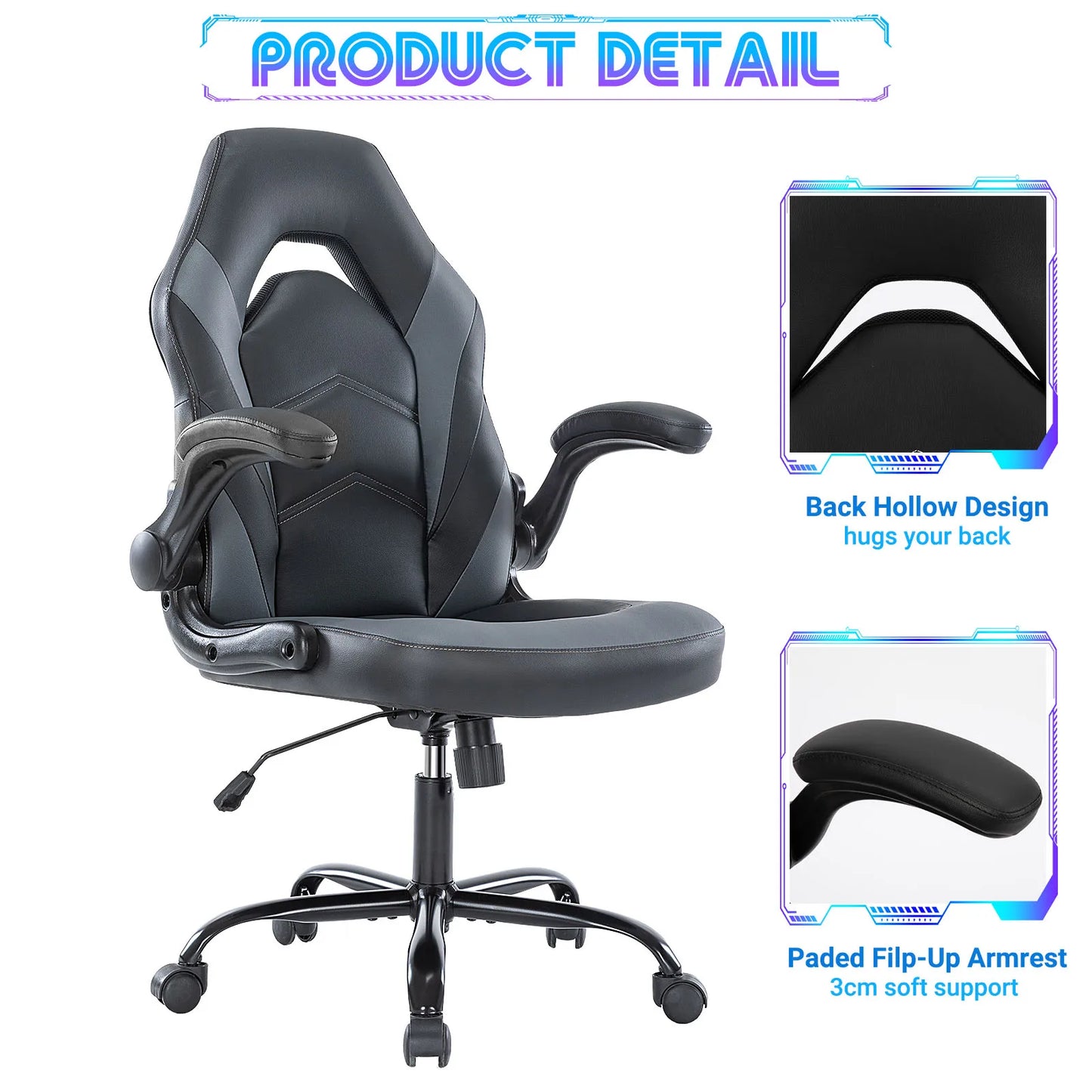 JHK Ergonomic Office Chair With Flip Up Armrests For Gaming