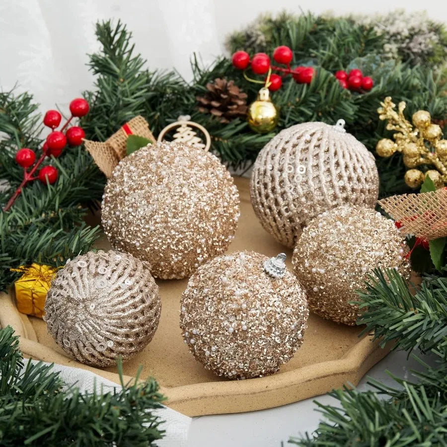 3.15 Christmas Ball Ornaments Glitter Shatterproof Christmas Tree Ornaments Sequin Xmas Hanging Balls Decorations for Wedding P