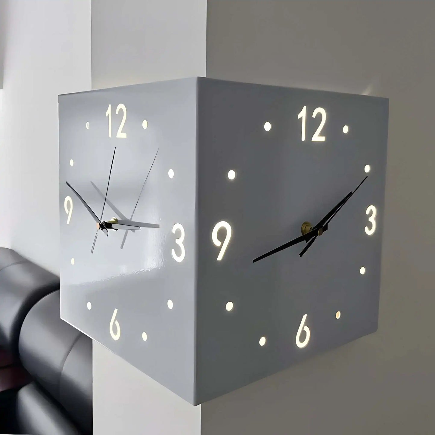 Combination Double Sided Sensor Luminous Corner Wall Clock