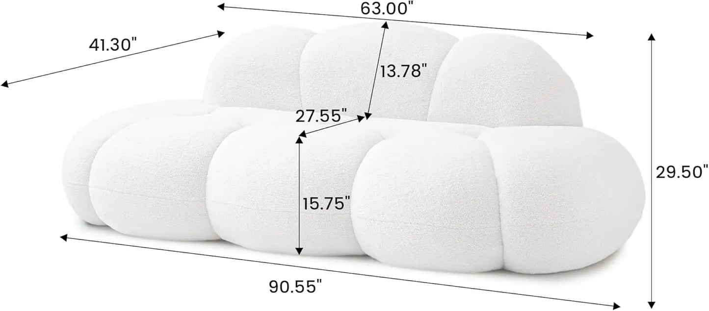 Color Cloud Shaped Floor Sofa Boucle Deep Seat Loveseat