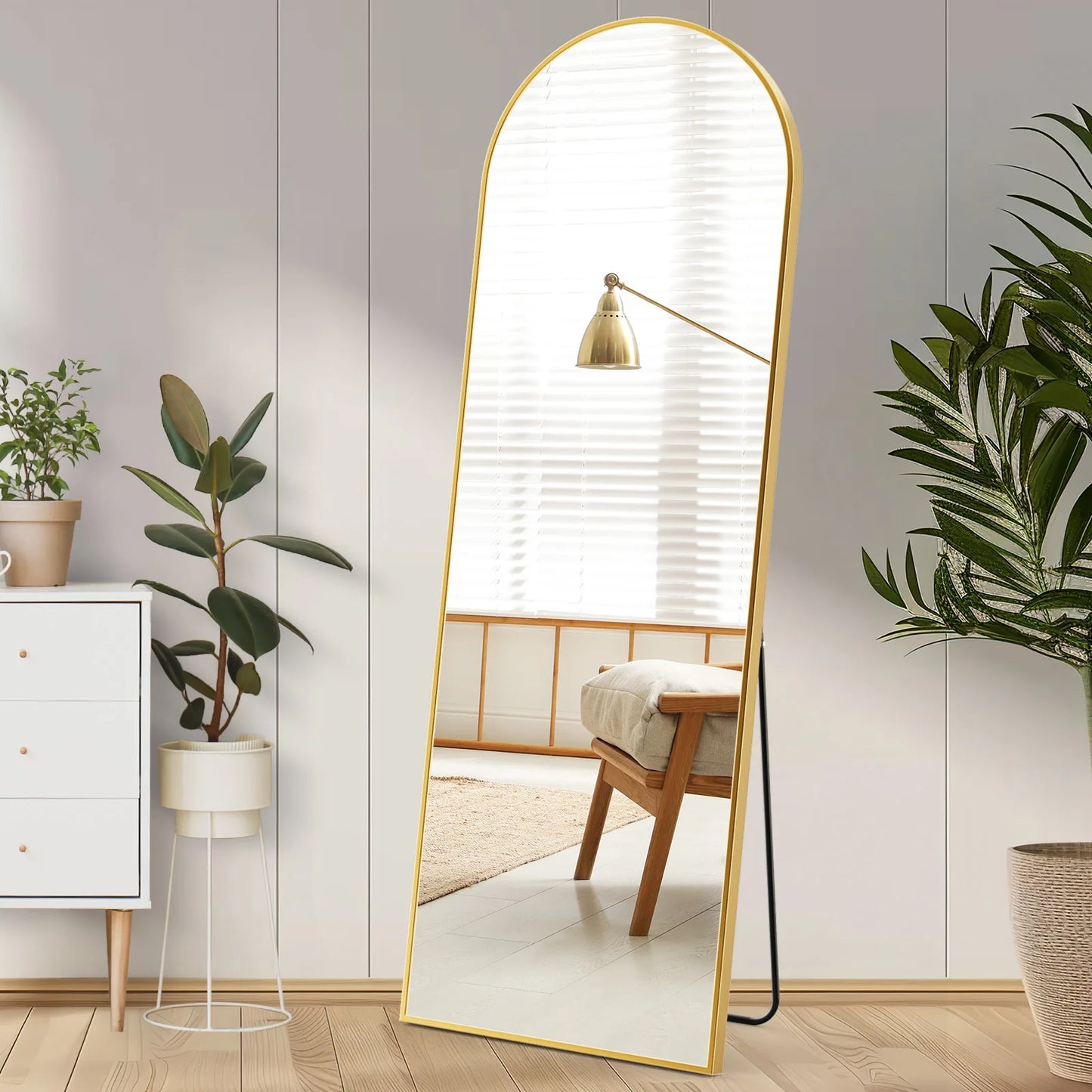 JHK Arched Right Angle Mirror With Sturdy Aluminum Frame