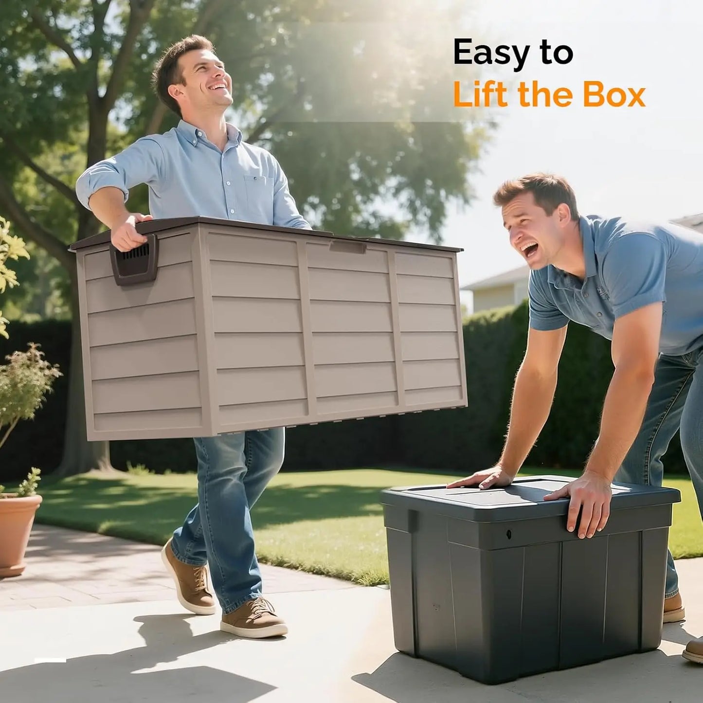 XMSJH Lockable Outdoor Storage Box Plastic Deck Box Garden
