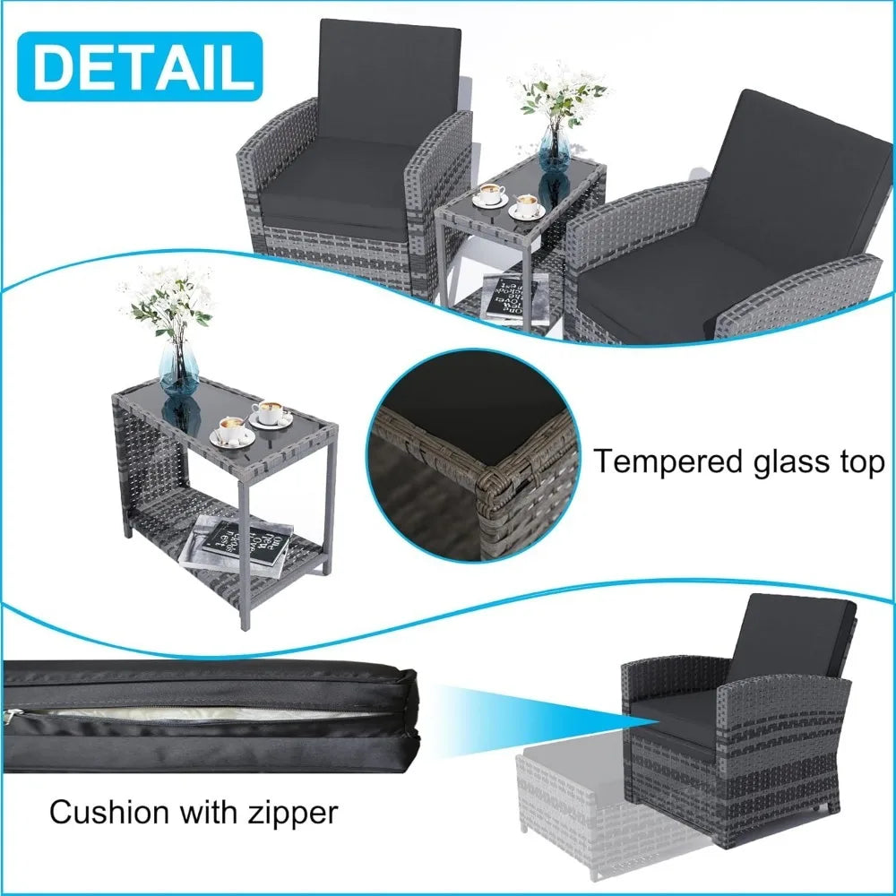 Angduo Outdoor Patio Furniture Set 5 Piece Wicker Lounge