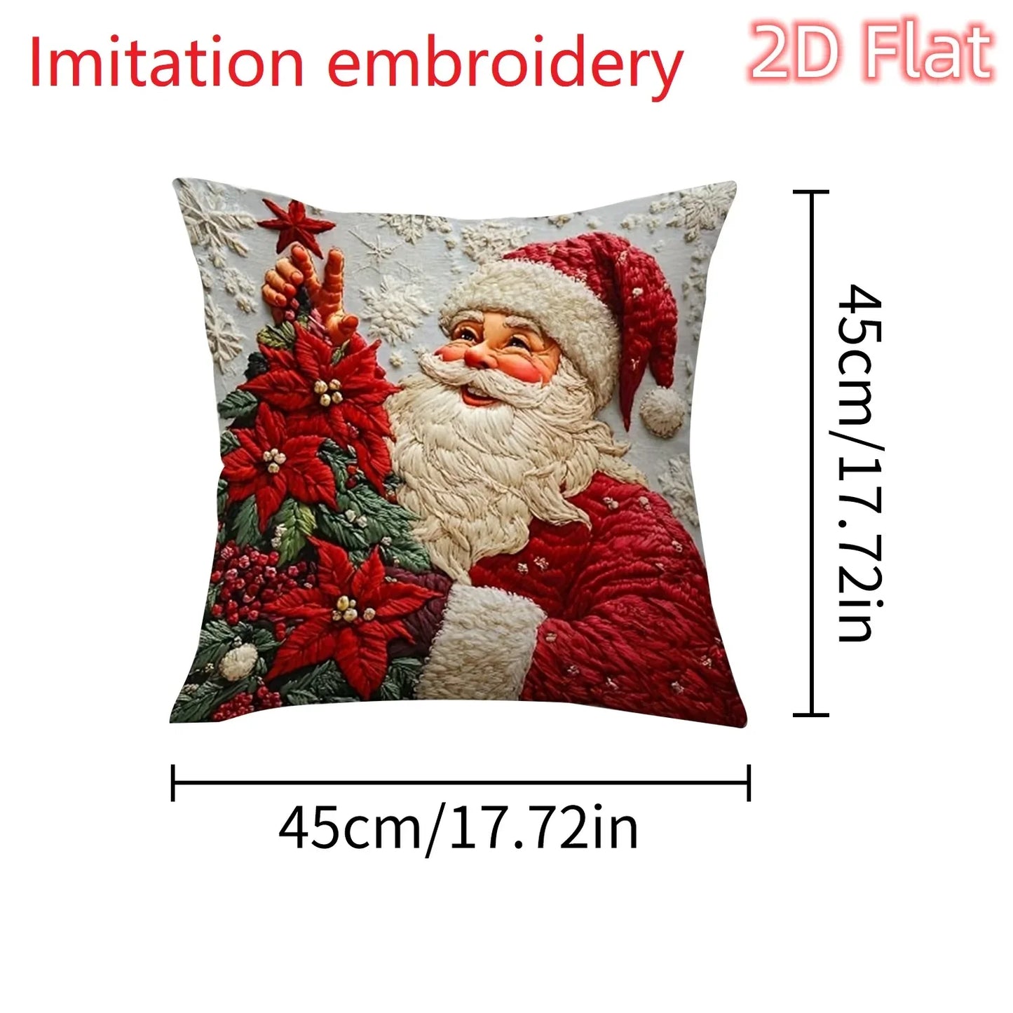1pcs 2D Christmas Pillow Cover Xmas Party Decoration 2025 Xmas Holiday Santa Claus Pillow Cover Navidad Natal New Year Gift 2026