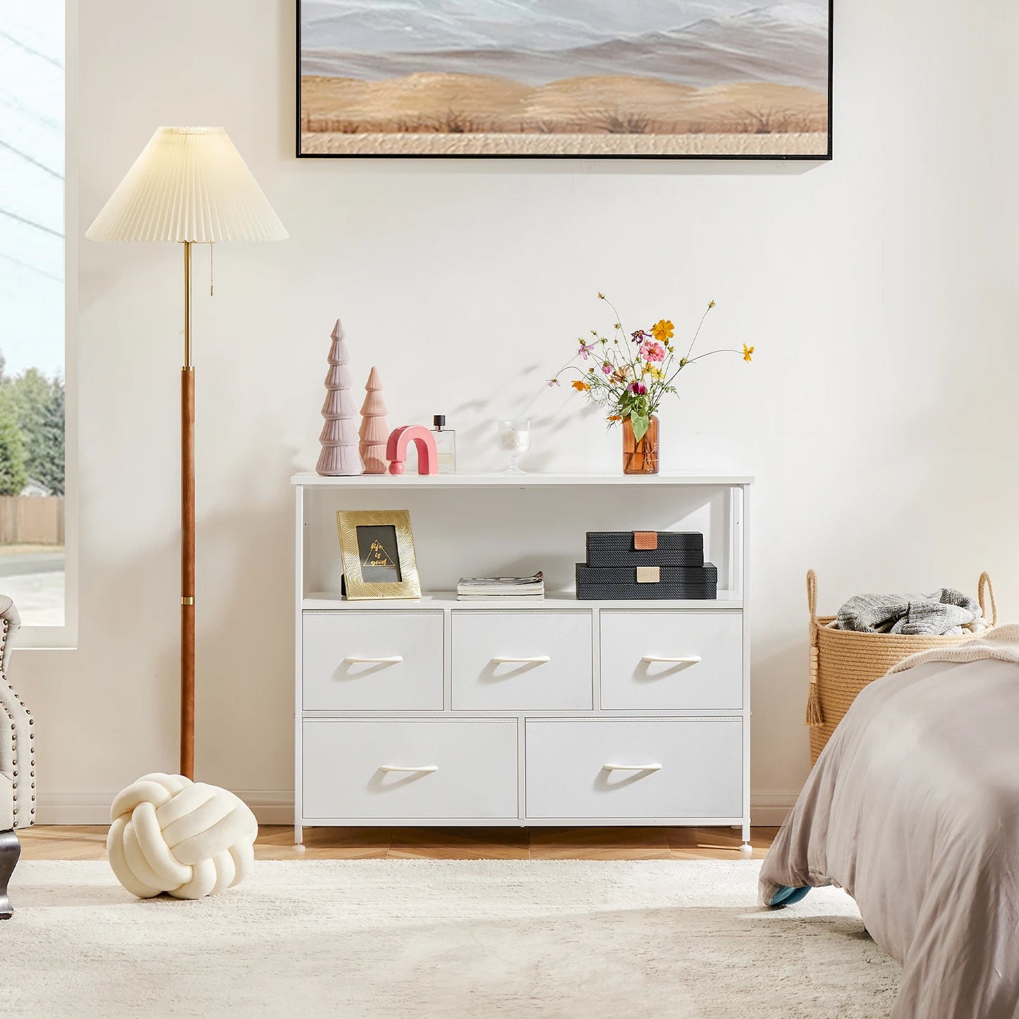 JHK Wardrobe Chest With Fabric Drawers For Bedroom Storage