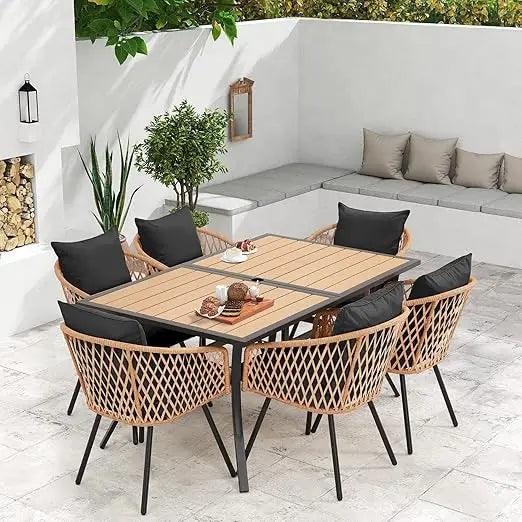 Blackwicker Rattan All Weather Patio Dining Set Tabletop