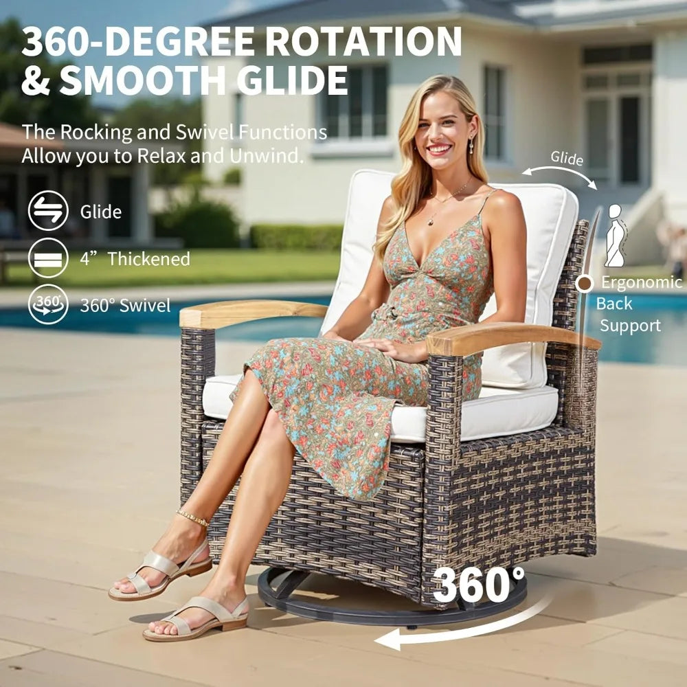 Angduo PE Wicker Outdoor Patio Furniture Set With Armrests
