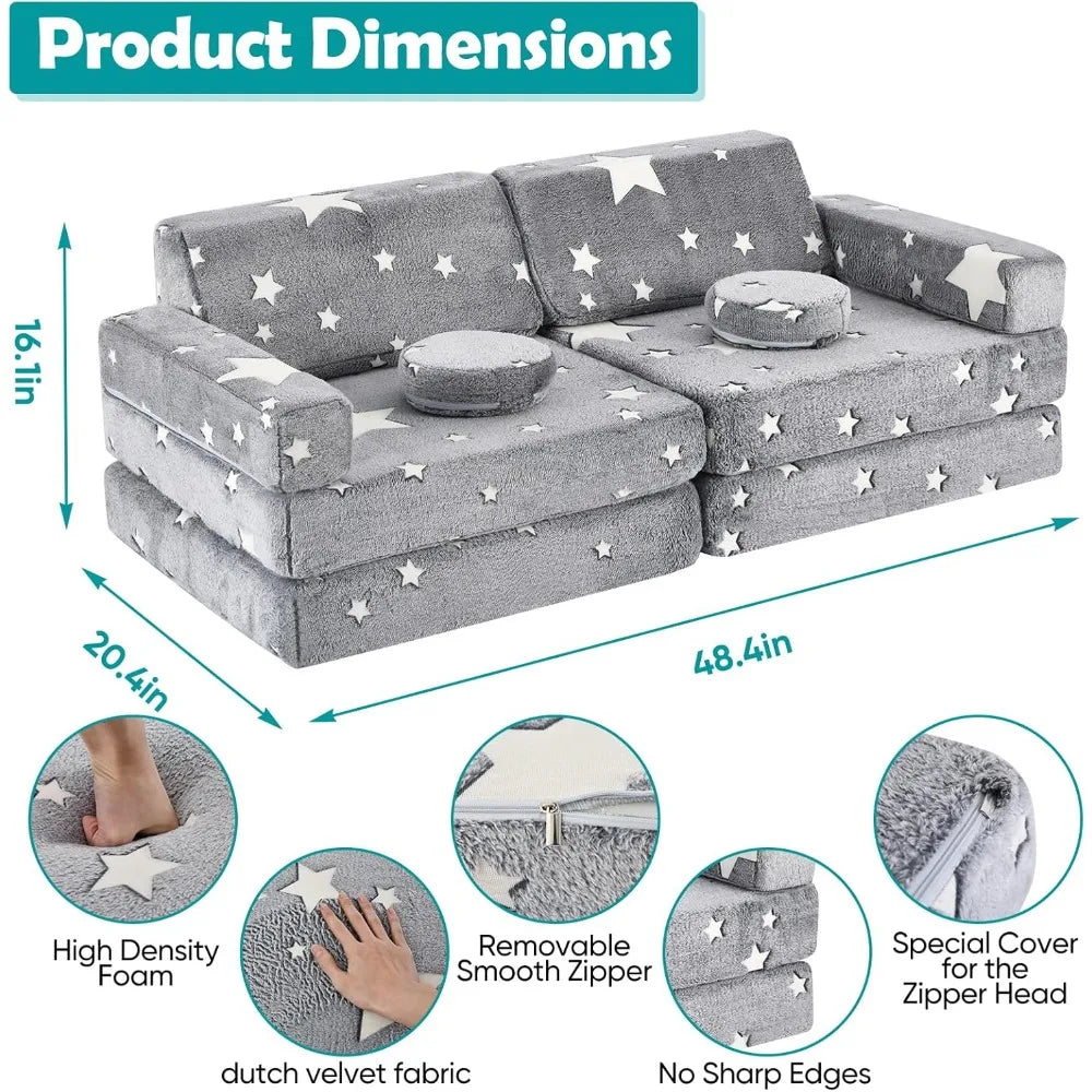 Combination Modular Play Couch 10pcs Sectional Fort Sofa