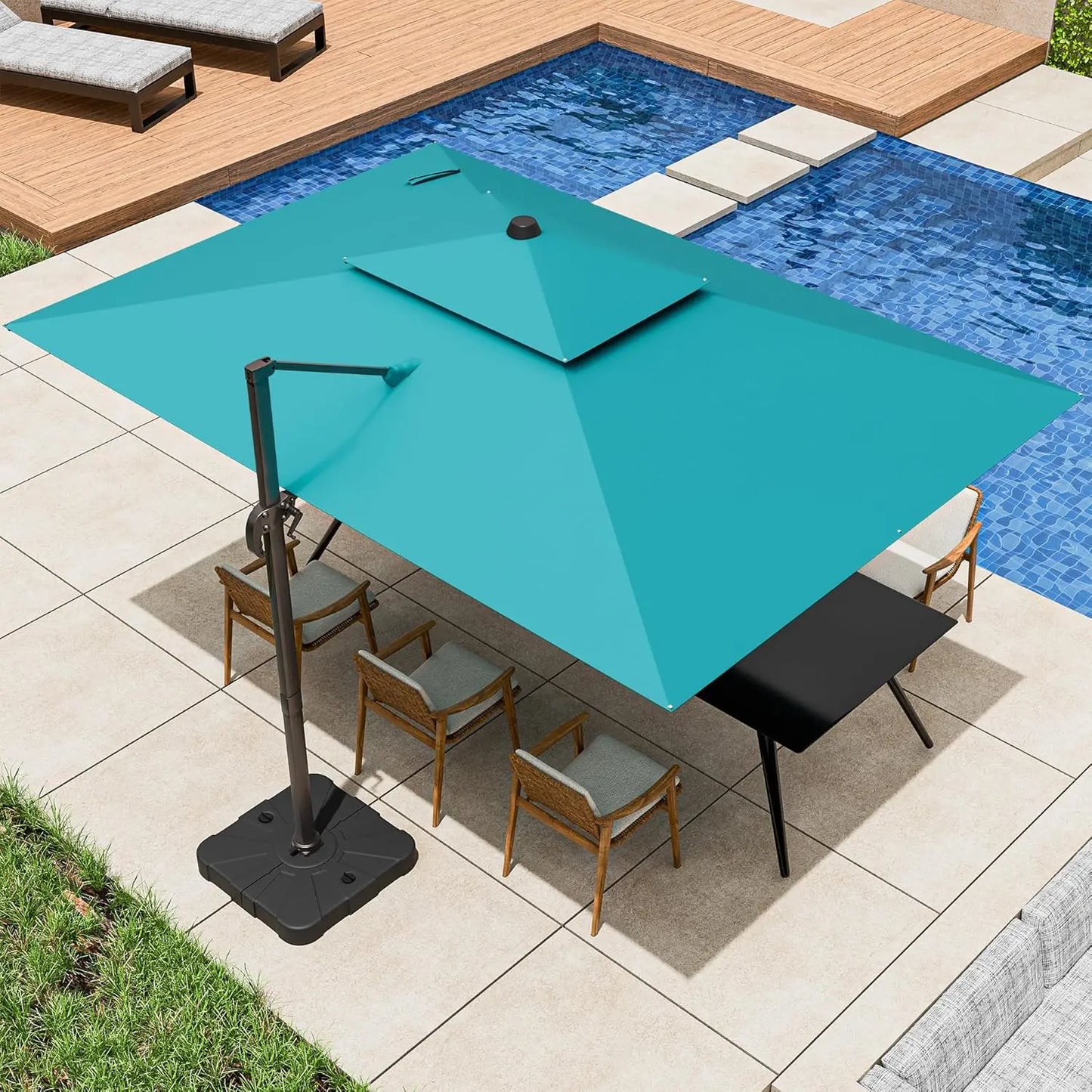 HUANZHUANG Cantilever Patio Umbrella 360 Rotation Windproof