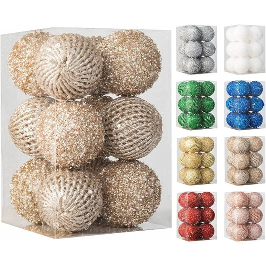 3.15 Christmas Ball Ornaments Glitter Shatterproof Christmas Tree Ornaments Sequin Xmas Hanging Balls Decorations for Wedding P