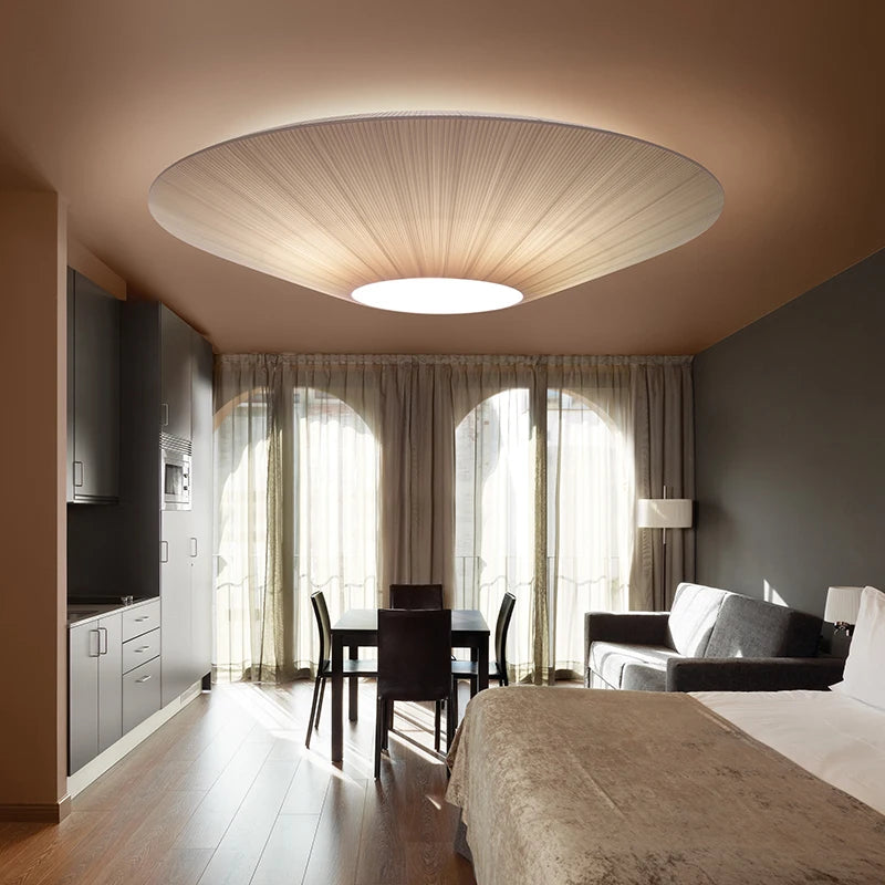 Round Fabric Planted Ceiling Light For Foyer And Lobby
