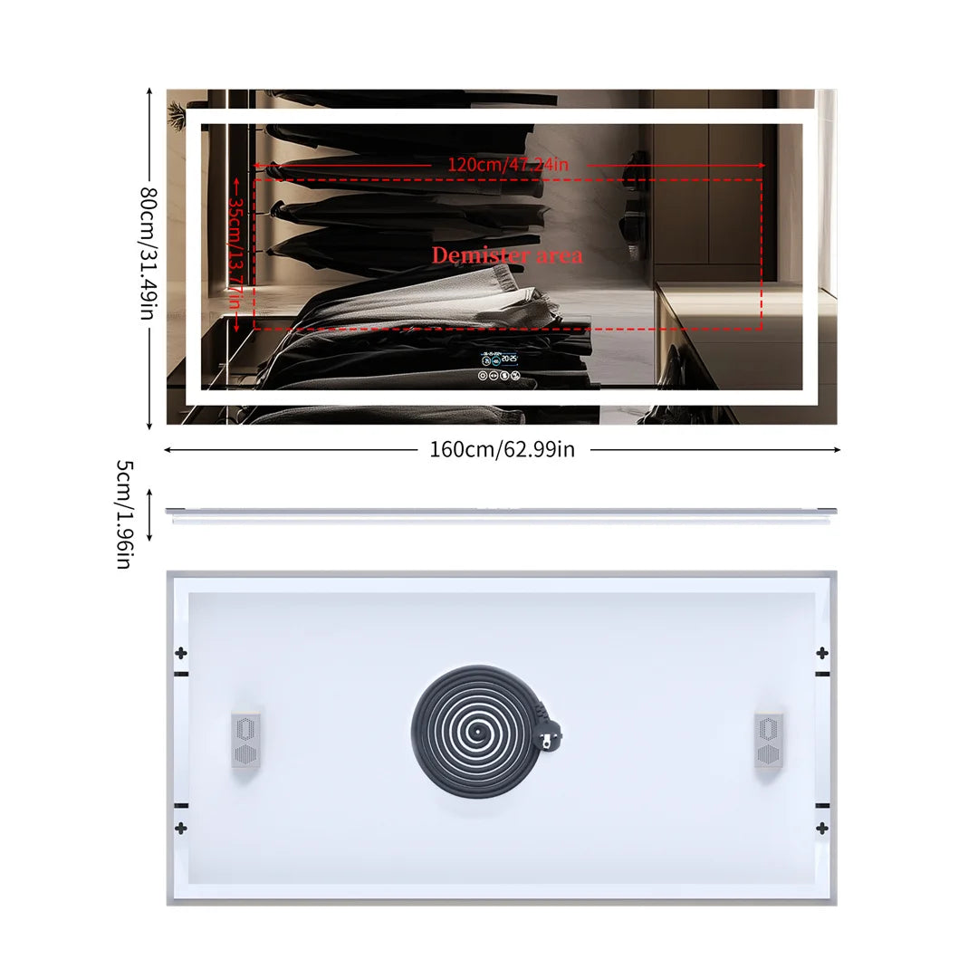 LUVODIC Illuminated Bluetooth LED Mirror Antifog Speaker