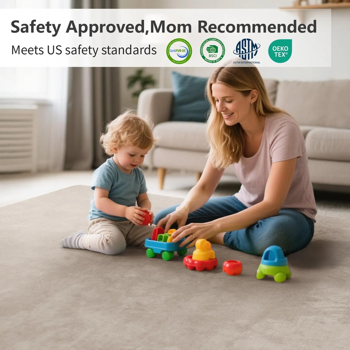 Huloo Sleep Solid Non Slip Living Room Foam Baby Play Mat