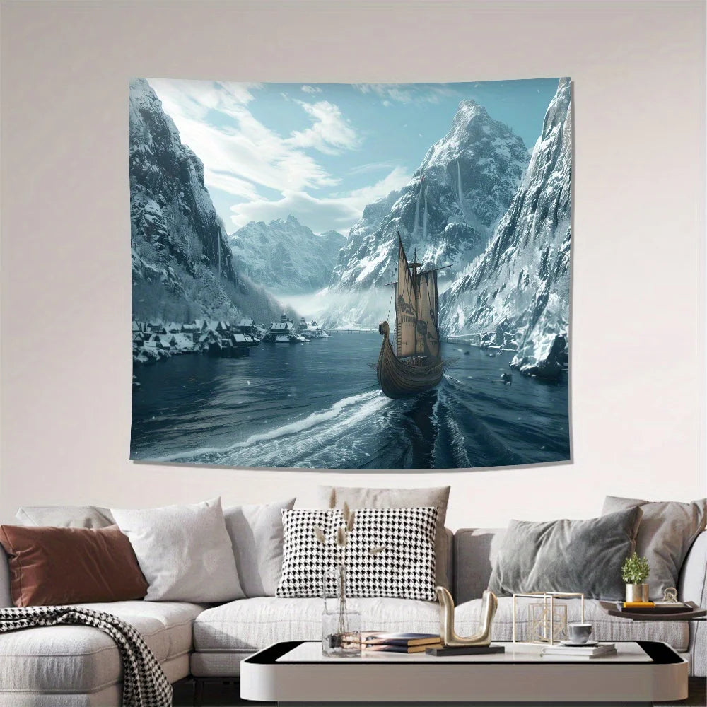 Fujian Craft of Weaving Viking Ship Wall Tapestry Decor
