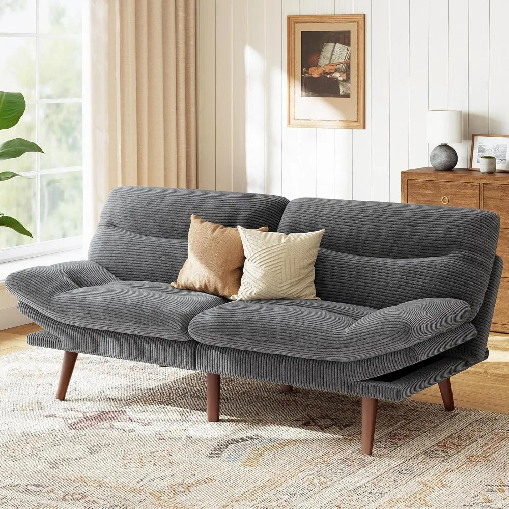 GUANGBAI Futon Sofa Bed With Adjustable Backrest Armrests