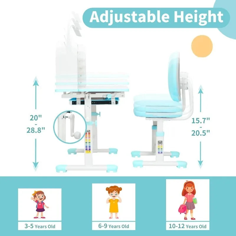 Hign-concerned Kids Desk and Chair Set Height Adjustable