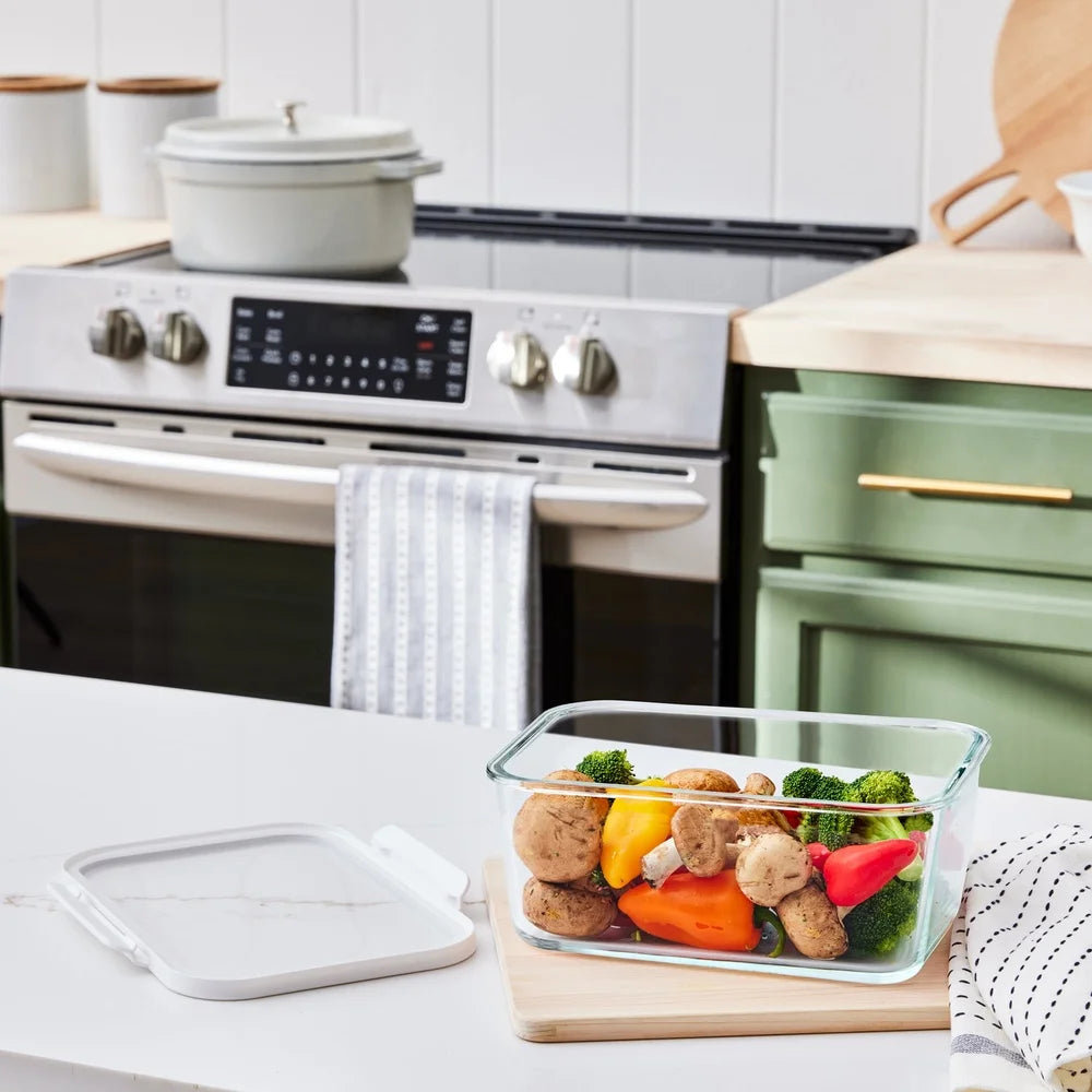 14 Cup Glass Food Storage Containers 2 Pack Tritan Lid Airtight Stackable Microwave Freezer Safe Stain Resistant Durable Jars